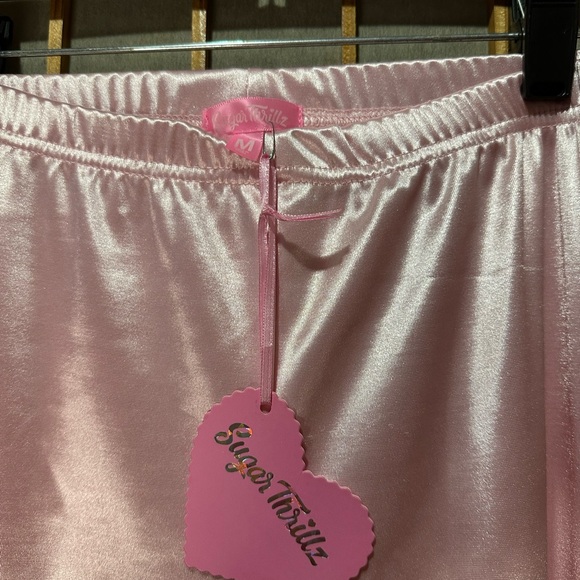 Pink Satin and Feather Trim Top & Pants Set - Picture 10 of 12